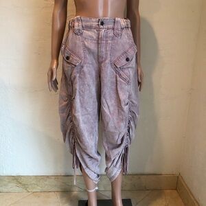 Free People Blue Velvet Lavender Ruched Cargo Pants Women’s Size S Bohemian